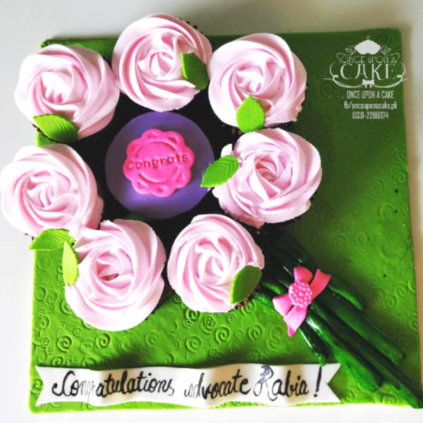 Pink Rose Cupcakes Bouquet (Min. 7 / Bouquet)