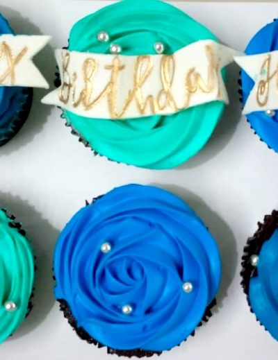 Blue Rose Swirl Cupcakes