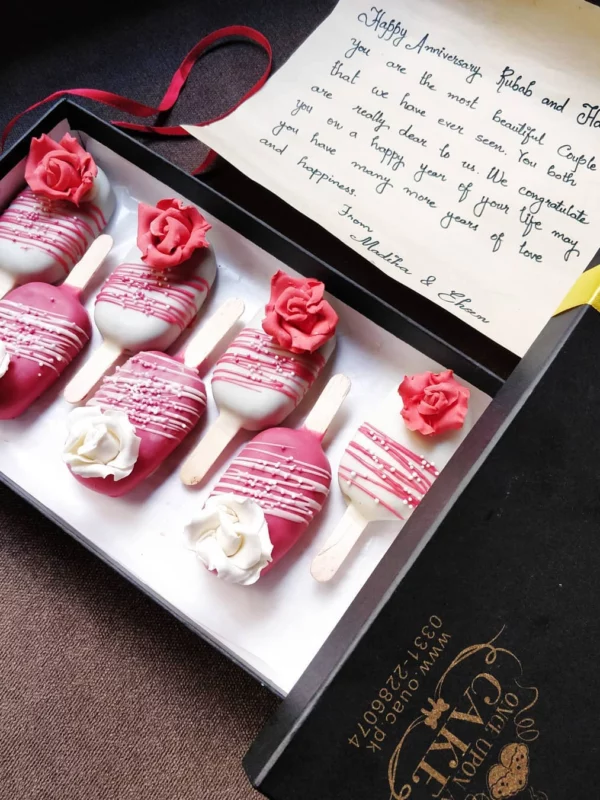White & Pink Rose Cakesicles (Min. Qty: 6)