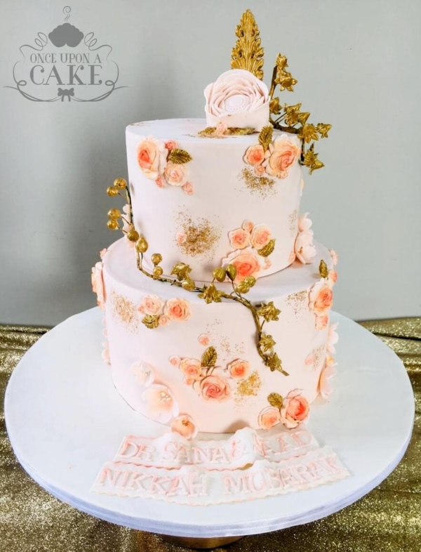 Shades Of Peach Wedding Cake
