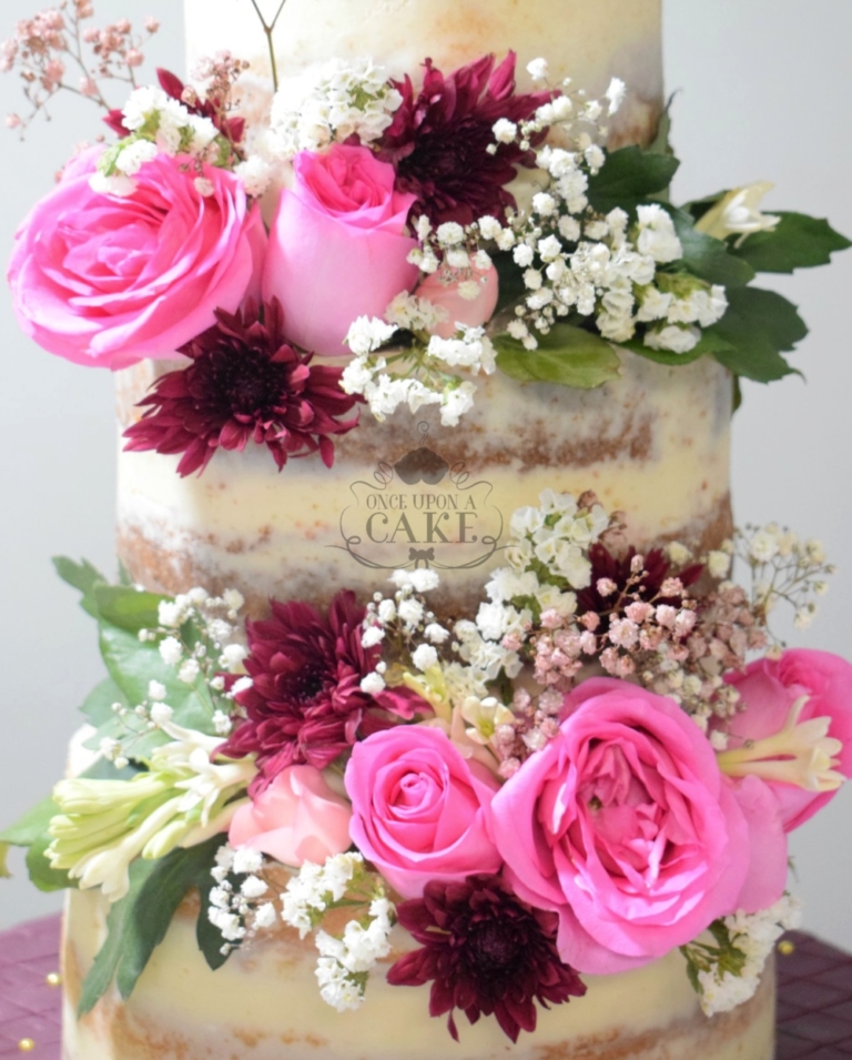 Savor Freshly Baked Naked Floral Cake OUAC