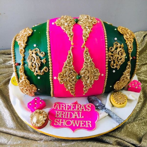 Pink and Green Dholki Cake