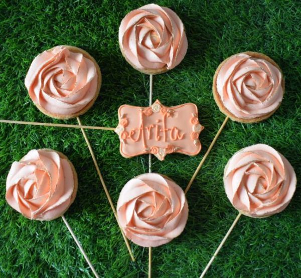 Rose Gold Floral Cookies