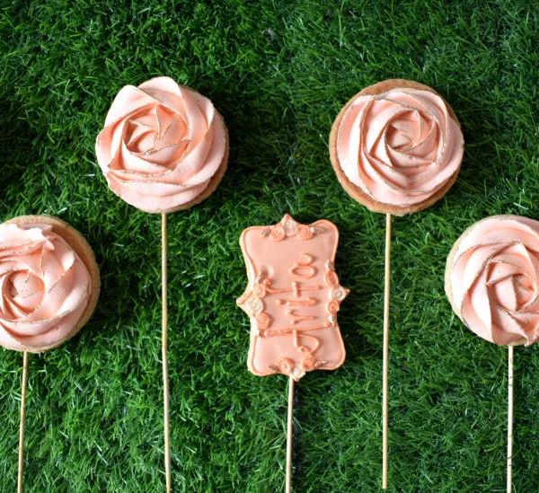 Rose Gold Floral Cookies