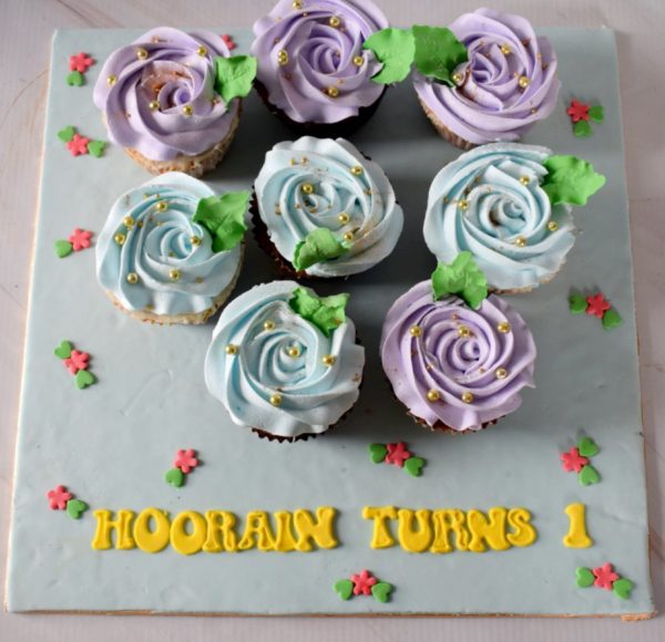 Rose Swirl Cupcakes Blue and Purple