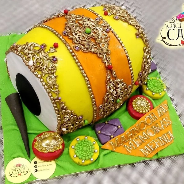 Dholki Cake - Orange & Yellow