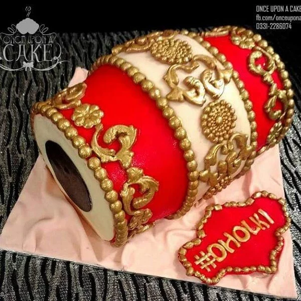 Dholki Cake - Red & White