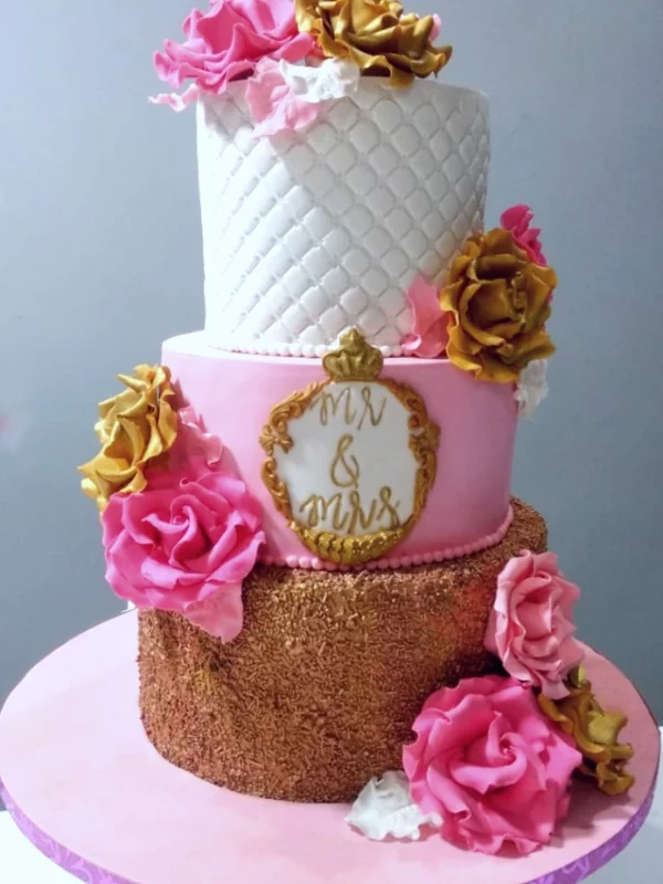 Pink & Gold Wedding Cake