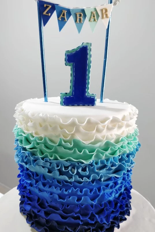 Fancy Blue Ruffle Cake