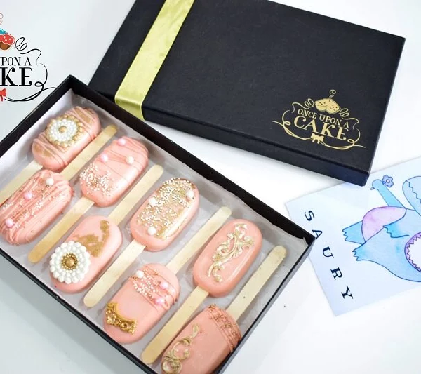 Pink Filigree Cakesicles (Min. Qty: 6)