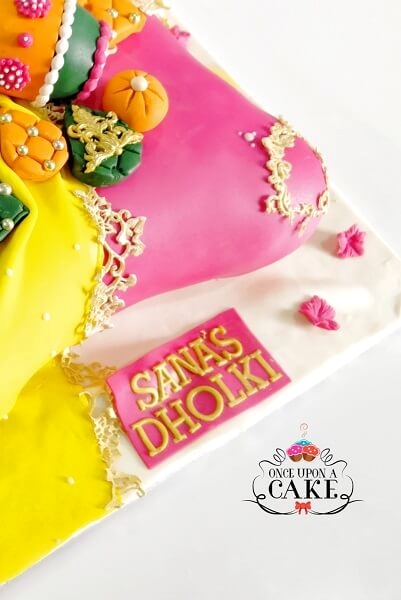 Dholki Cushion Cake - Yellow & Pink