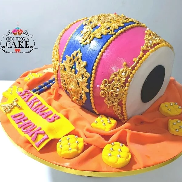 Dholki Cake - Blue & Pink