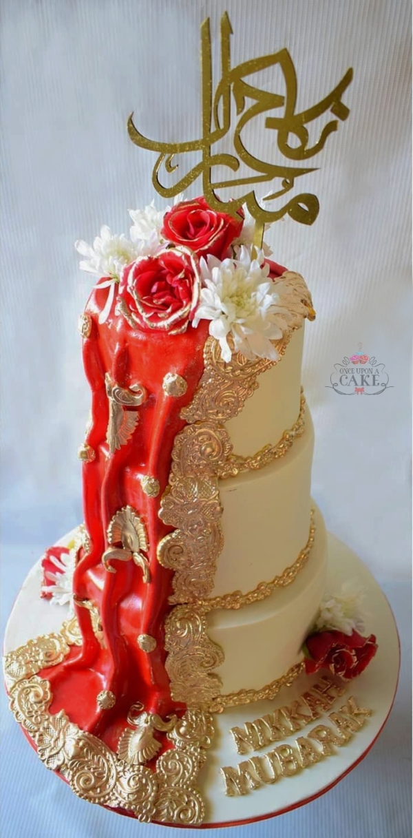 Red Nikkah Cake