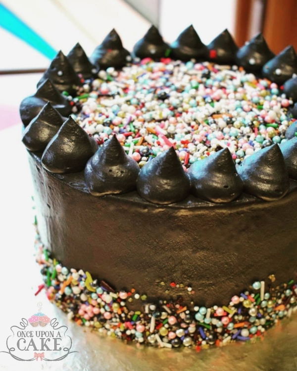 Black Creamed Sprinkled Cake