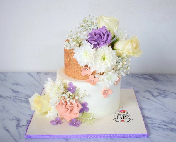 Lilac Bloom Wedding Cake